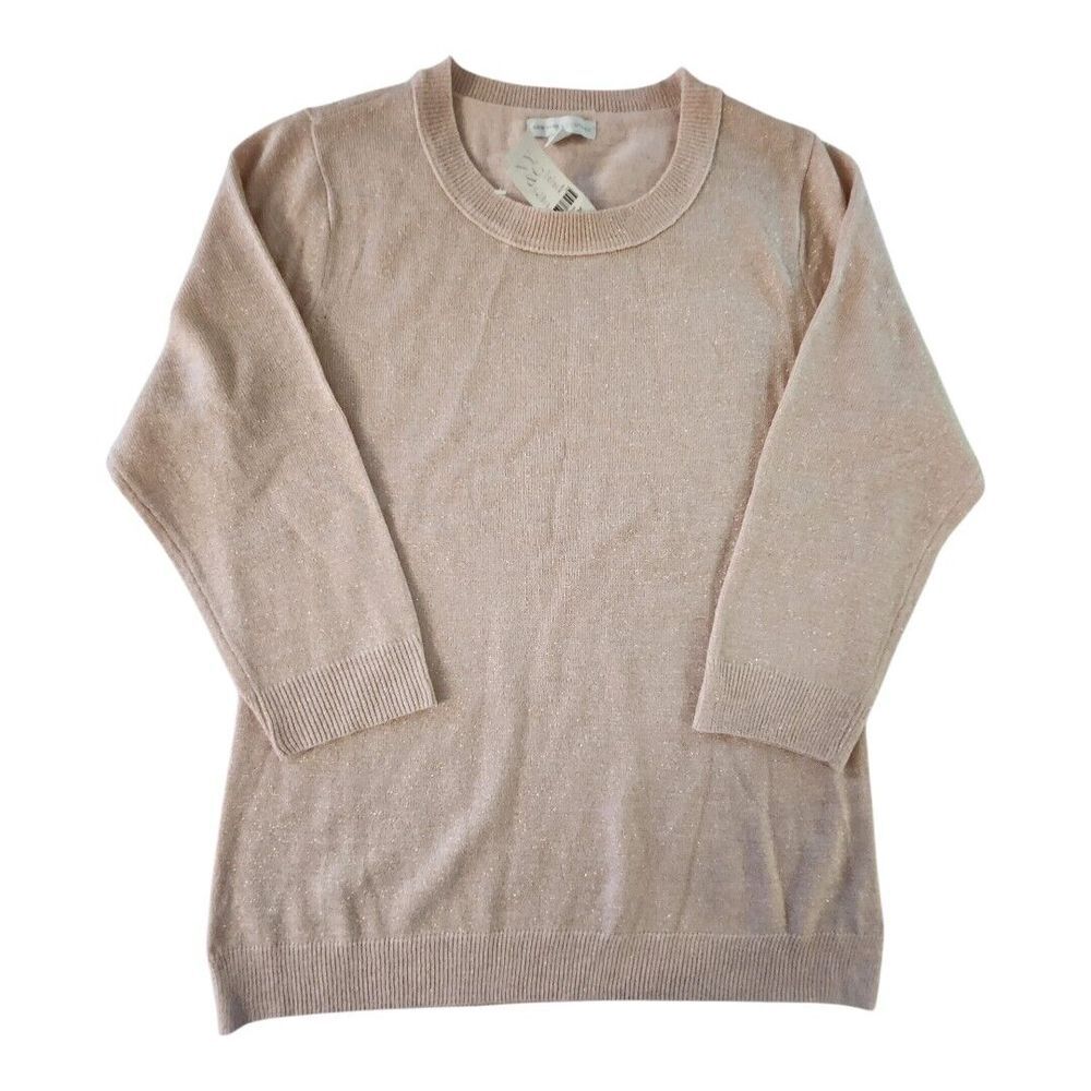 New York & Company Sweater Women's Medium Pink Shimmer‎ Knit Pullover Solid NWT
